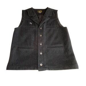Wyoming Traders Mens Charcoal Gray 100% Virgin Wool Western Snap Front Vest M
